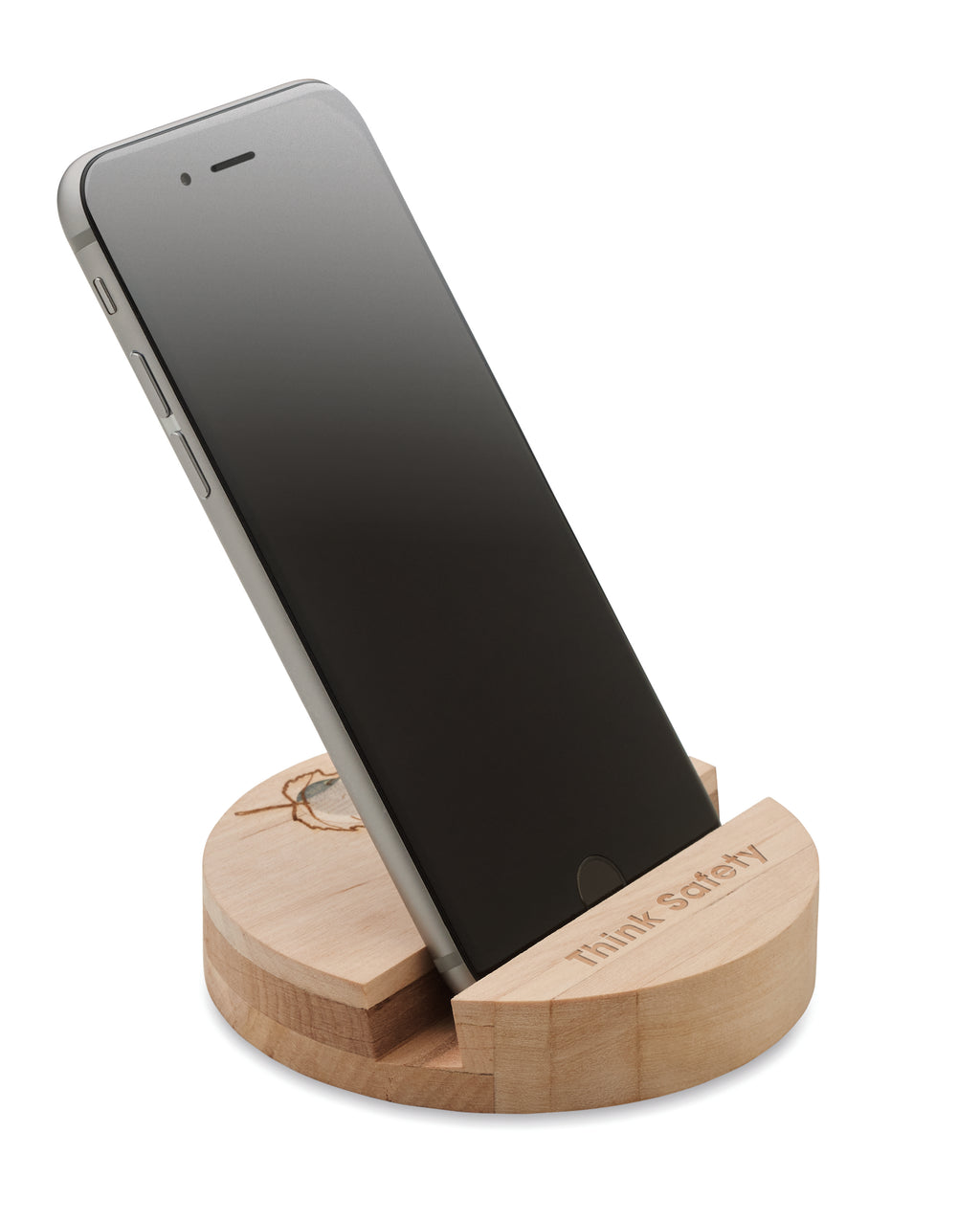 GROW ROUND STAND – Birch Wood phone stand – item picture printed