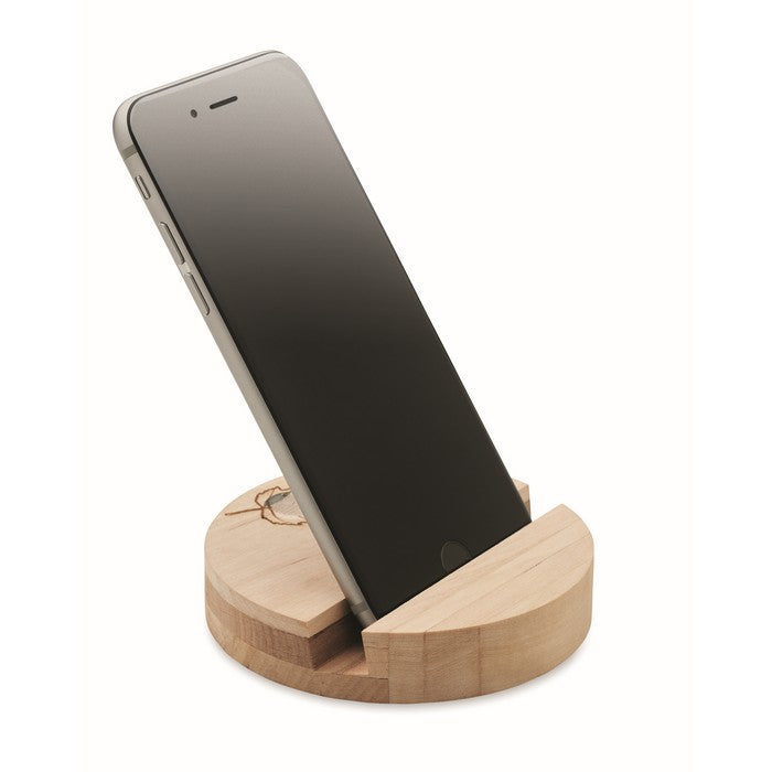 GROW ROUND STAND – Birch Wood phone stand – item picture side