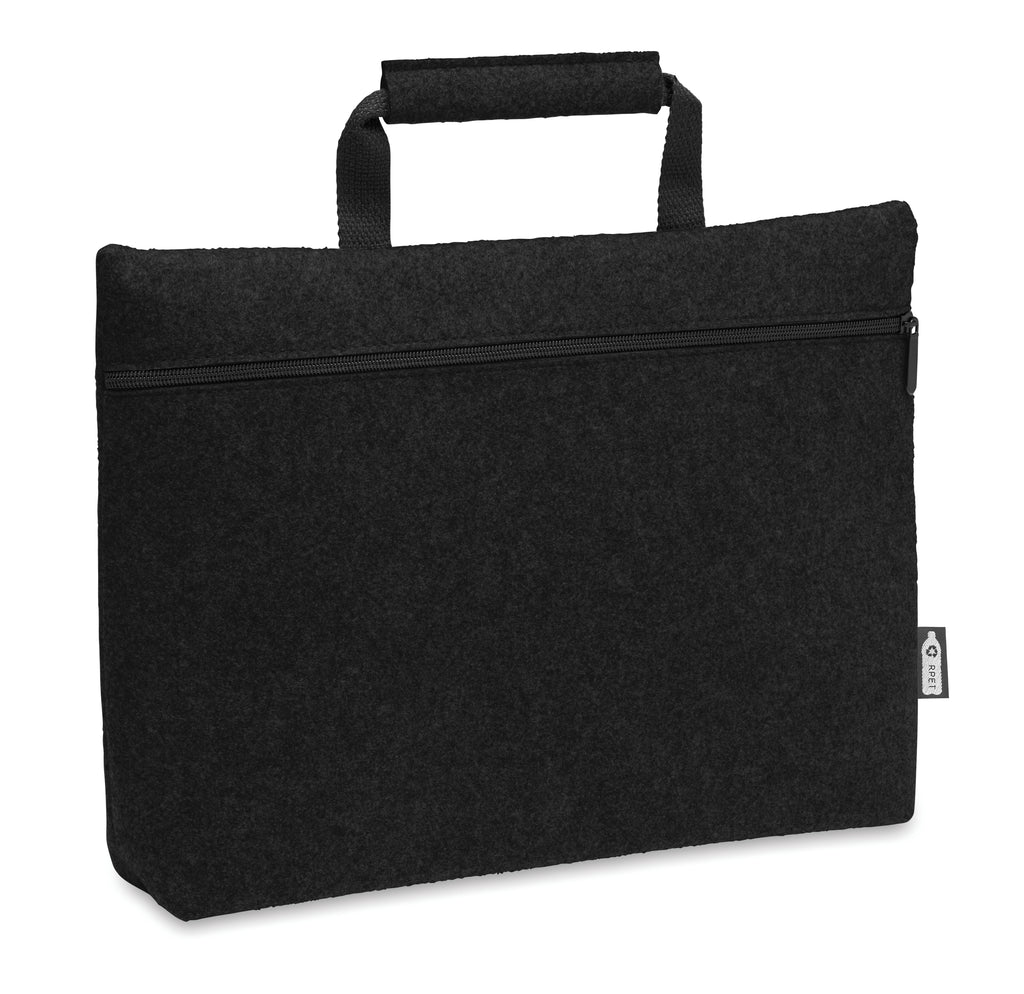 TAPLA – RPET felt zippered laptop bag – Black