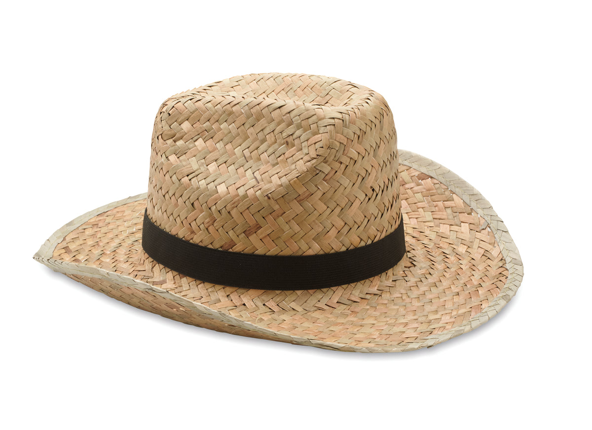 TEXAS – Natural straw cowboy hat – Black