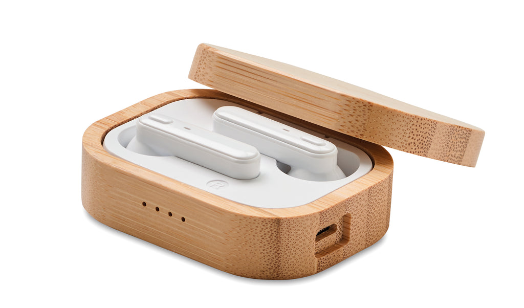 JAZZ BAMBOO – TWS earbuds in bamboo case – item picture back