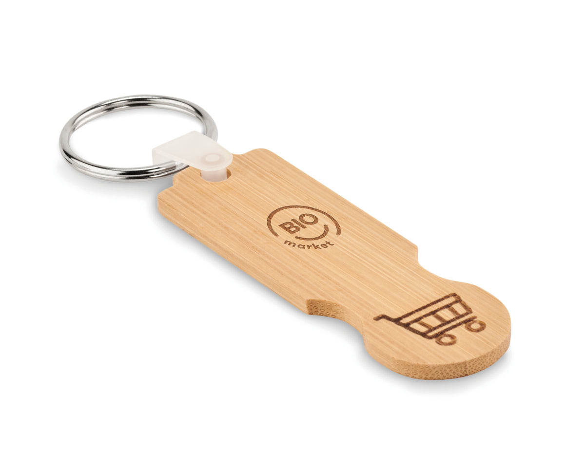 COMPRAS – Bamboo euro token key ring – item picture printed