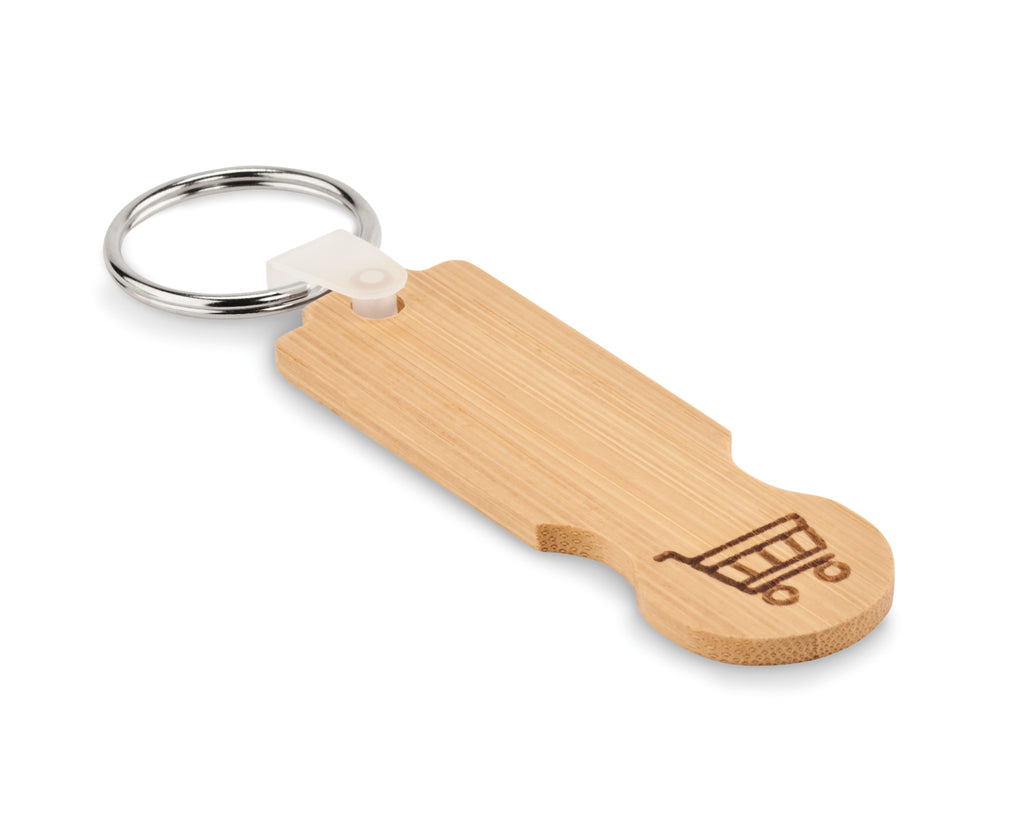 COMPRAS – Bamboo euro token key ring – Wood