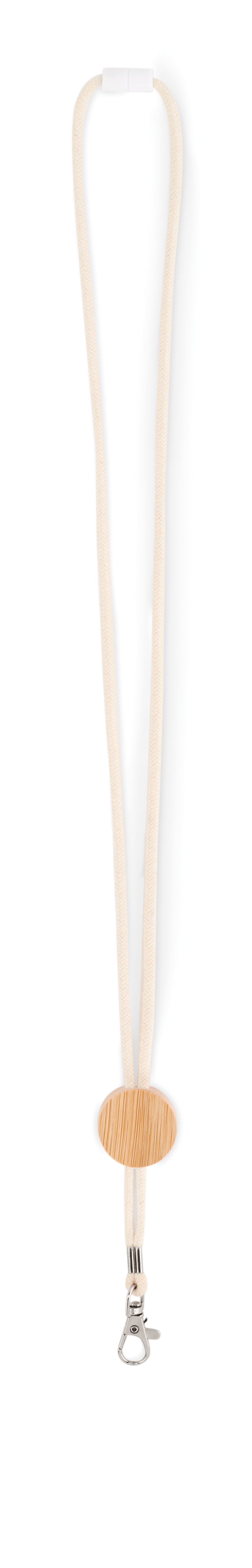 KARA – Cotton Lanyard with metal hook – Beige