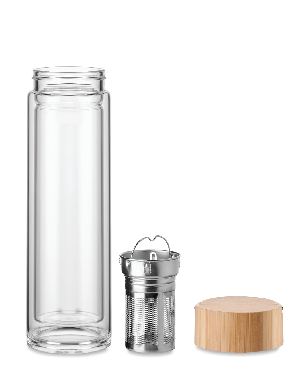 BATAMI – Double wall glass bottle 400ml – item picture side