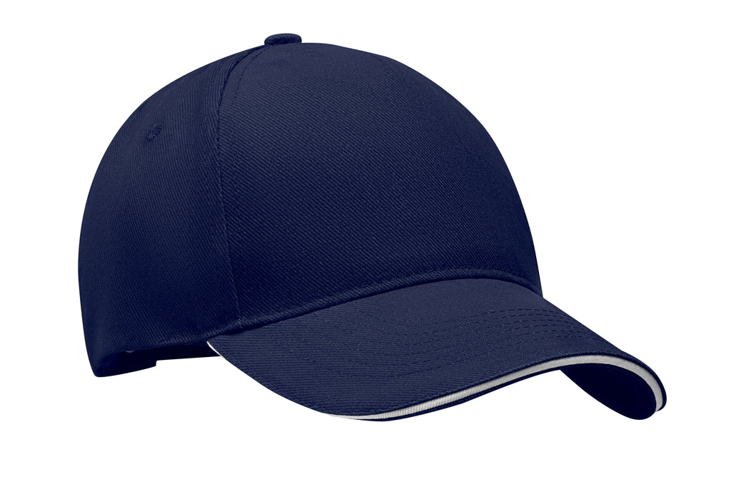 LONG BEACH SINGA – 5 Panel baseball cap 260 gr/m – Blue/White