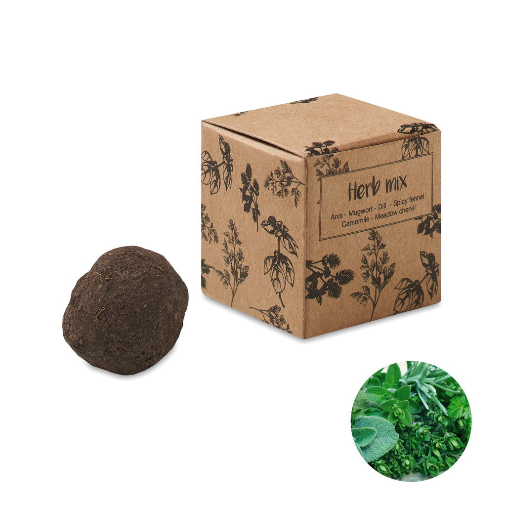 BOMBI III – Herb seed ball in carton box – Beige