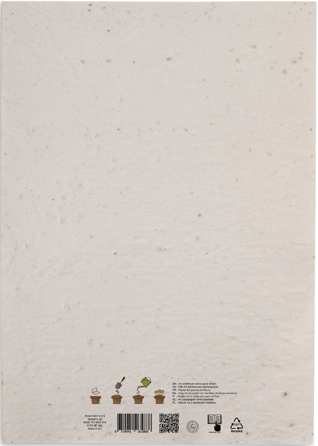 ASIDI – A4 wildflower seed paper sheet – item picture back