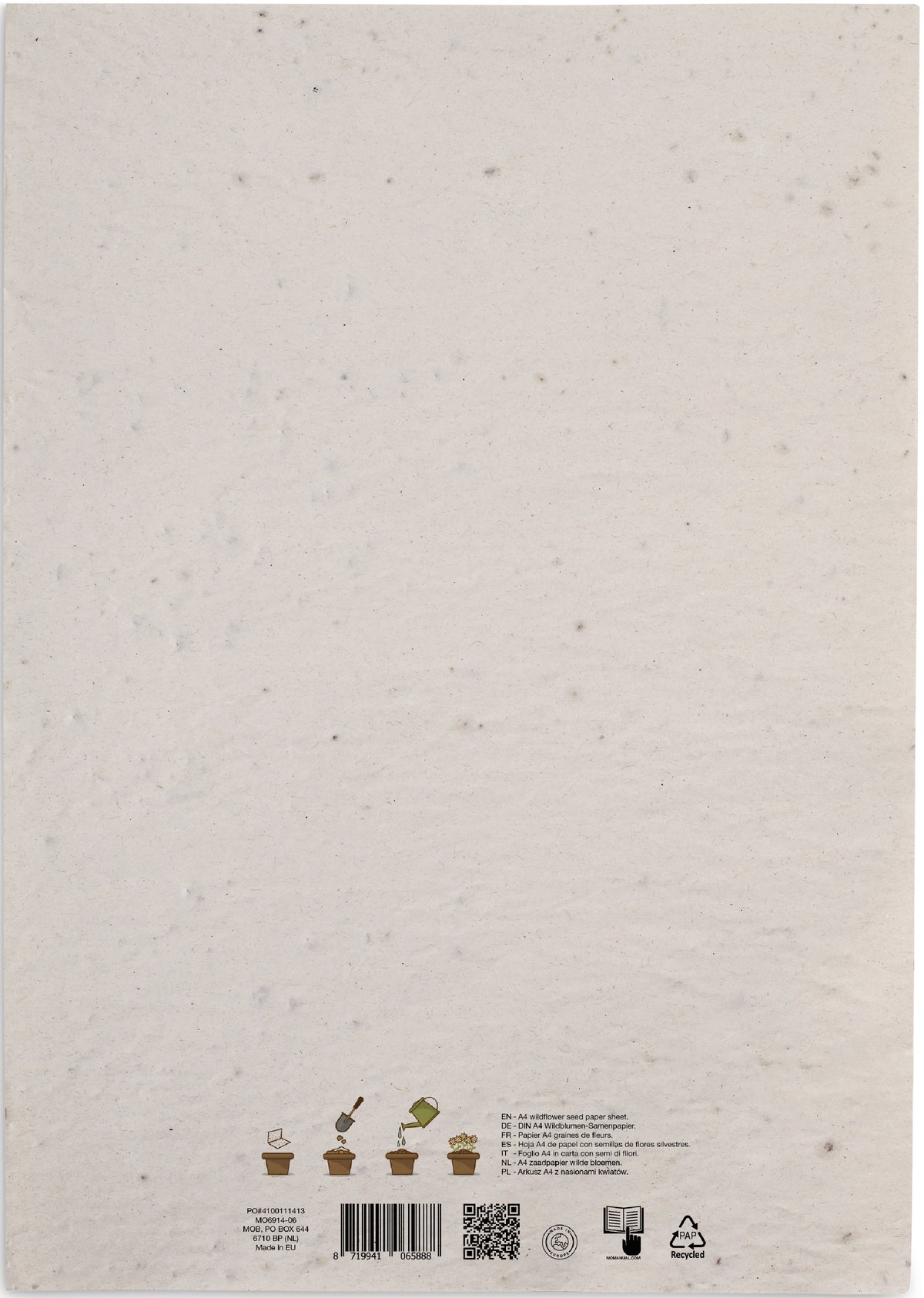 ASIDI – A4 wildflower seed paper sheet – item picture back