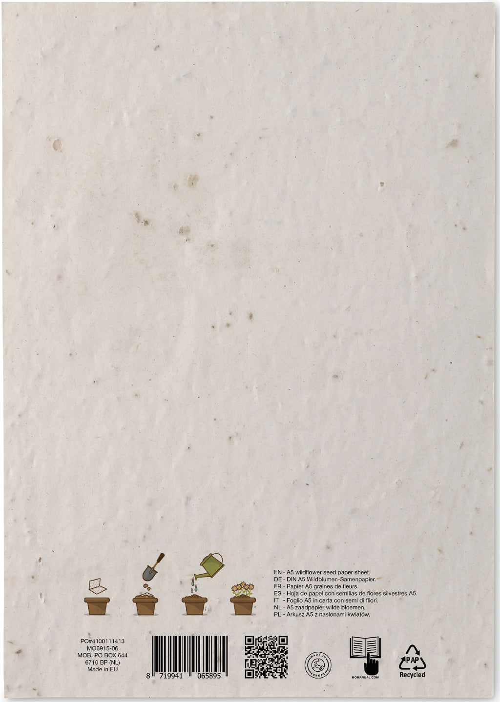 ASIDE – A5 wildflower seed paper sheet – item picture back