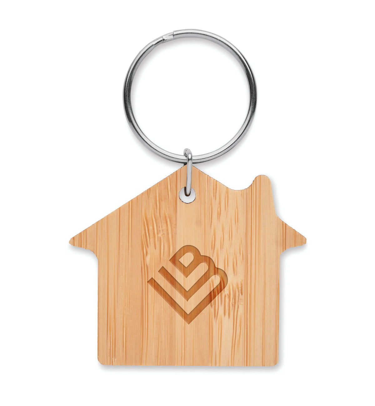 HOUSEBOO – House shaped bamboo key ring – item picture printed