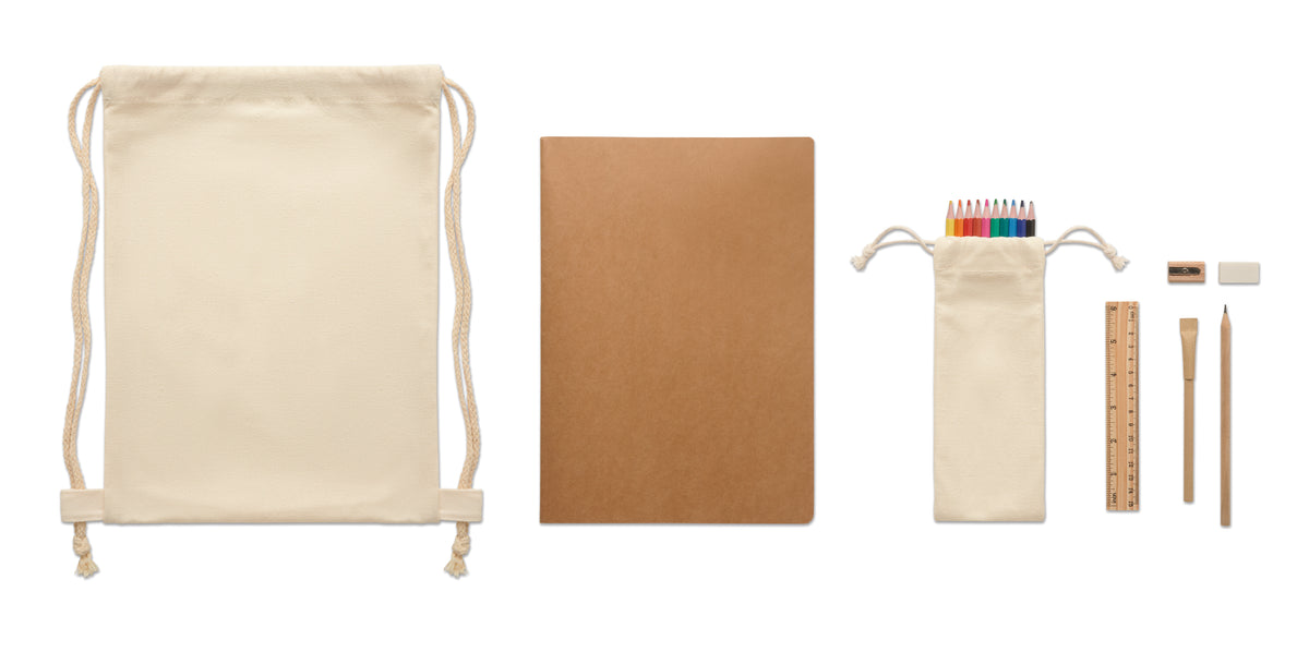 FUNDRAW – Kids drawing set in drawstring – Beige