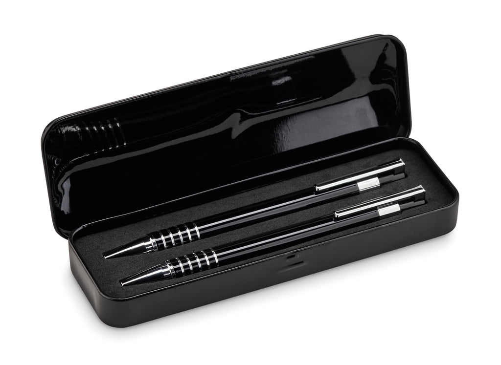 ALUCOLOR – Ball pen set in metal box – Black