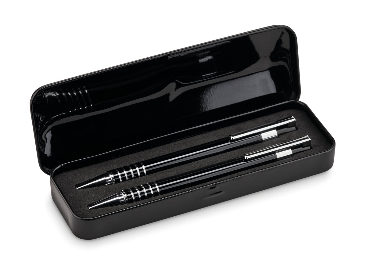 ALUCOLOR – Ball pen set in metal box – Black