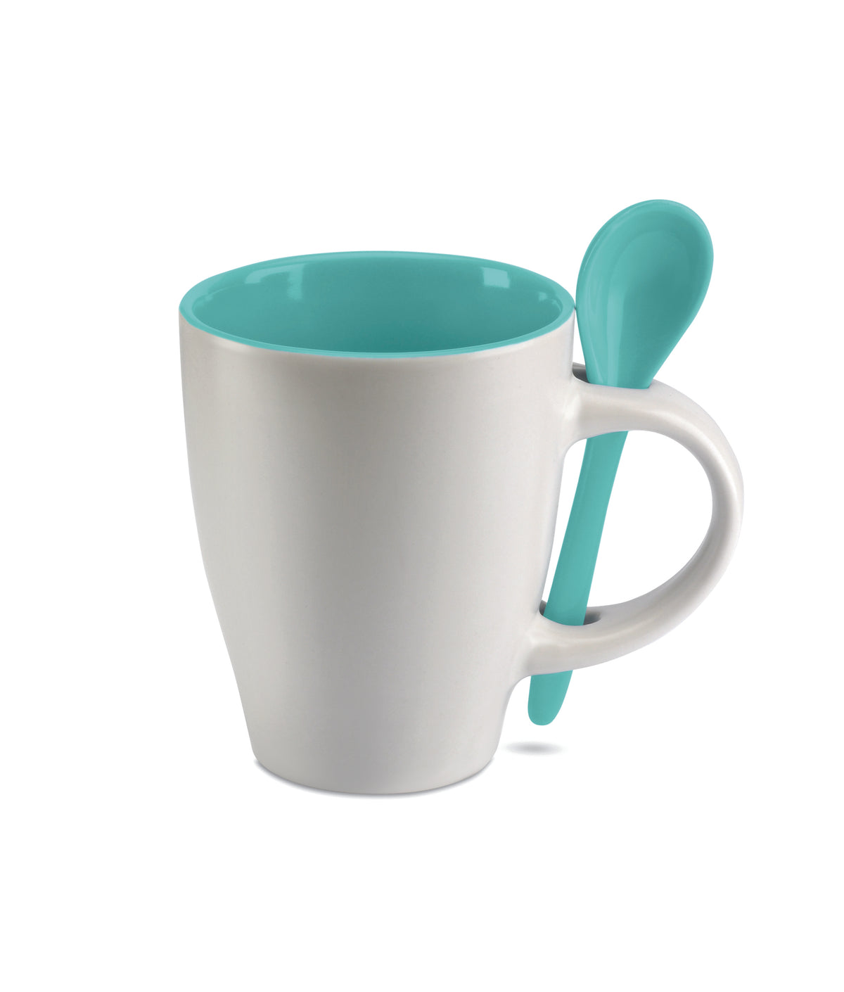 DUAL – Bicolour mug with spoon 250 ml – Blue