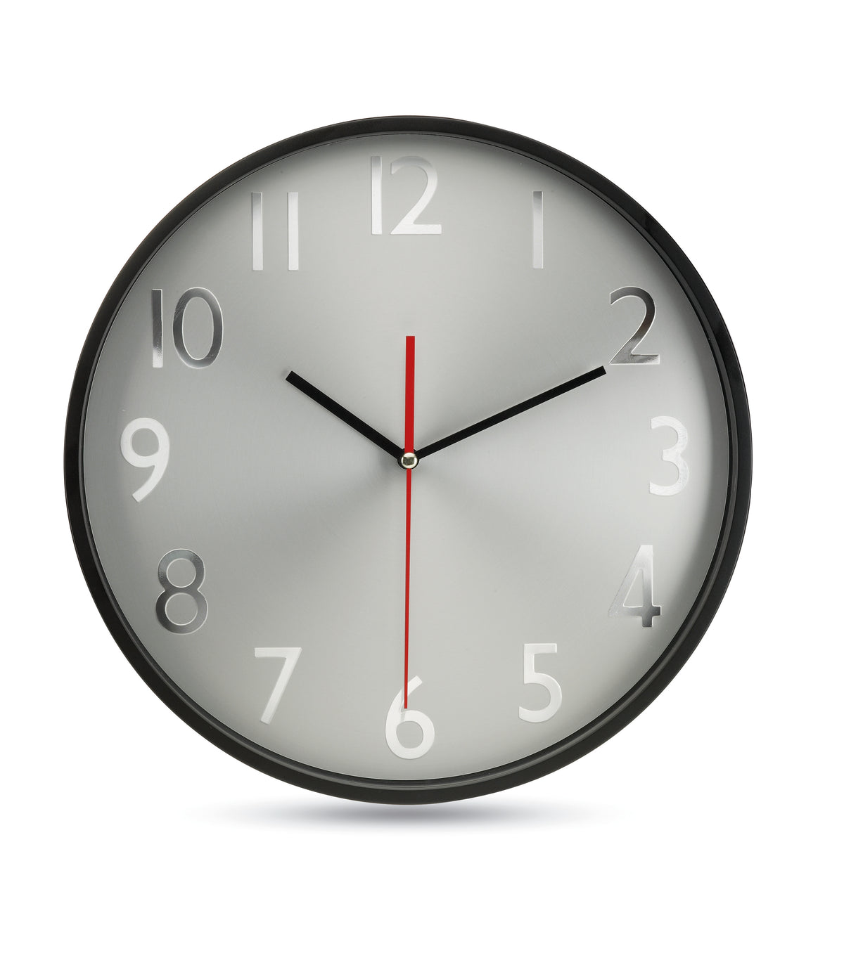 RONDO – Wall clock w silver background – Black