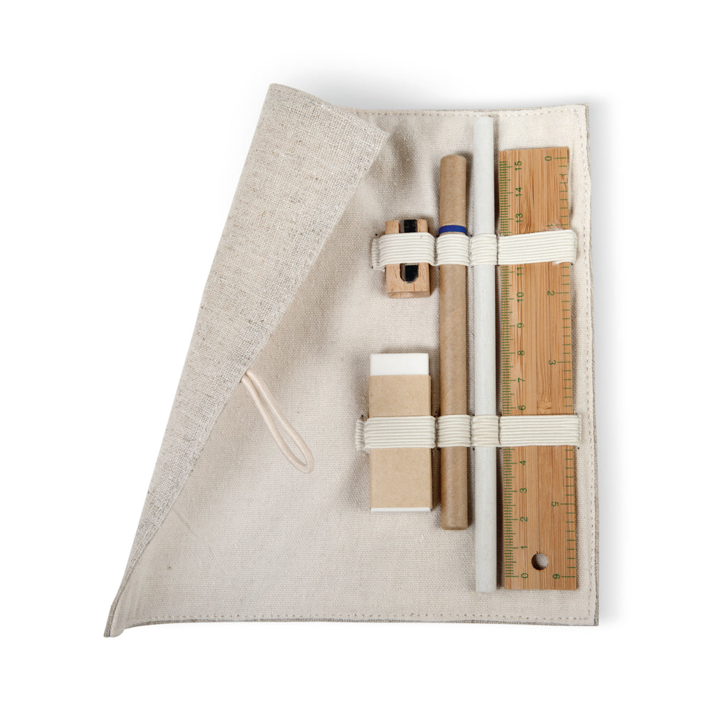ECOSET – Stationary set in cotton pouch – Beige