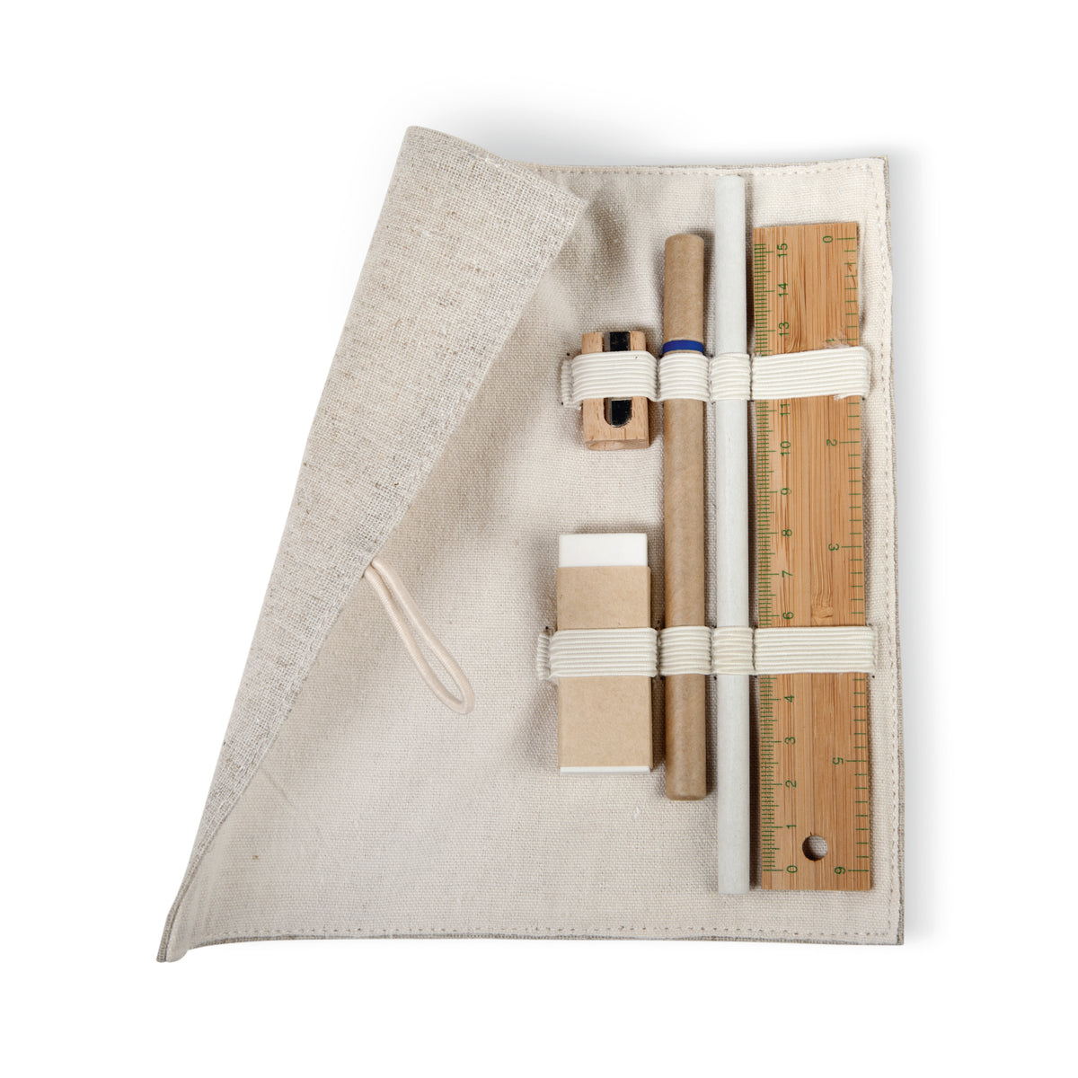ECOSET – Stationary set in cotton pouch – Beige