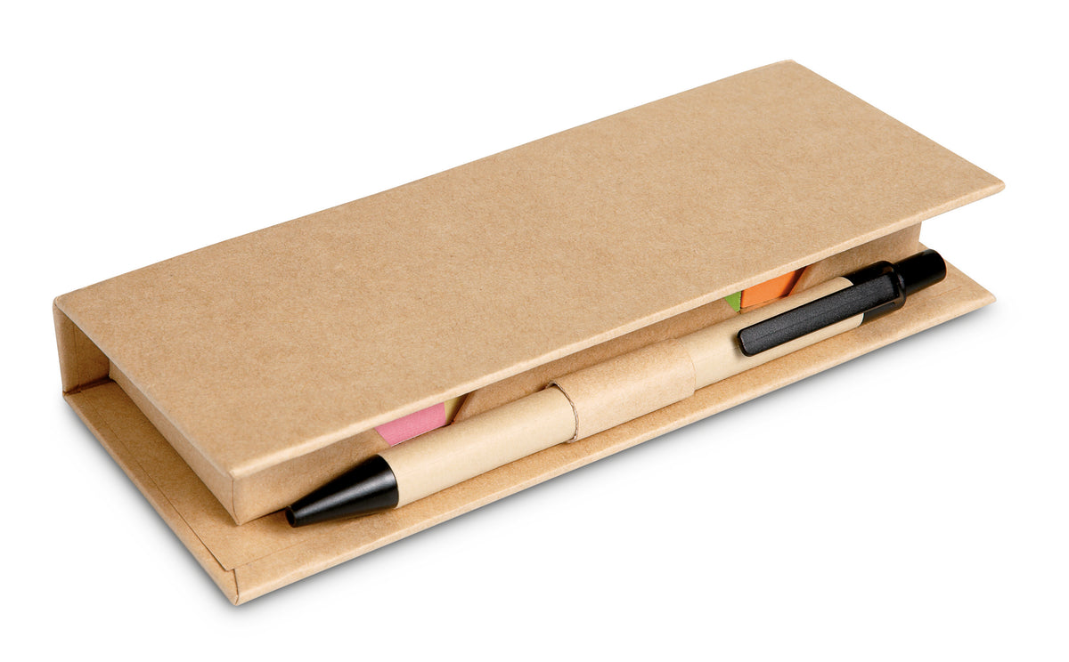 STIBOX – Sticky memo set recycked w/pen – item picture back