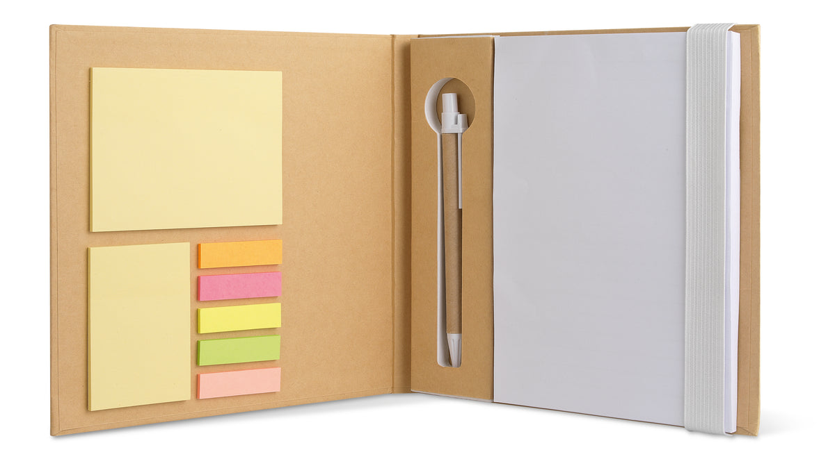 QUINCY – Notebook with memo set and pen – White