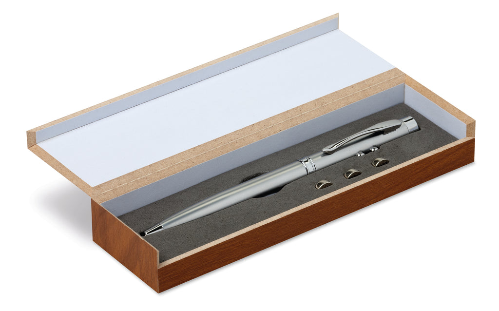 ALASKA – Laser pointer in wooden box – Silver