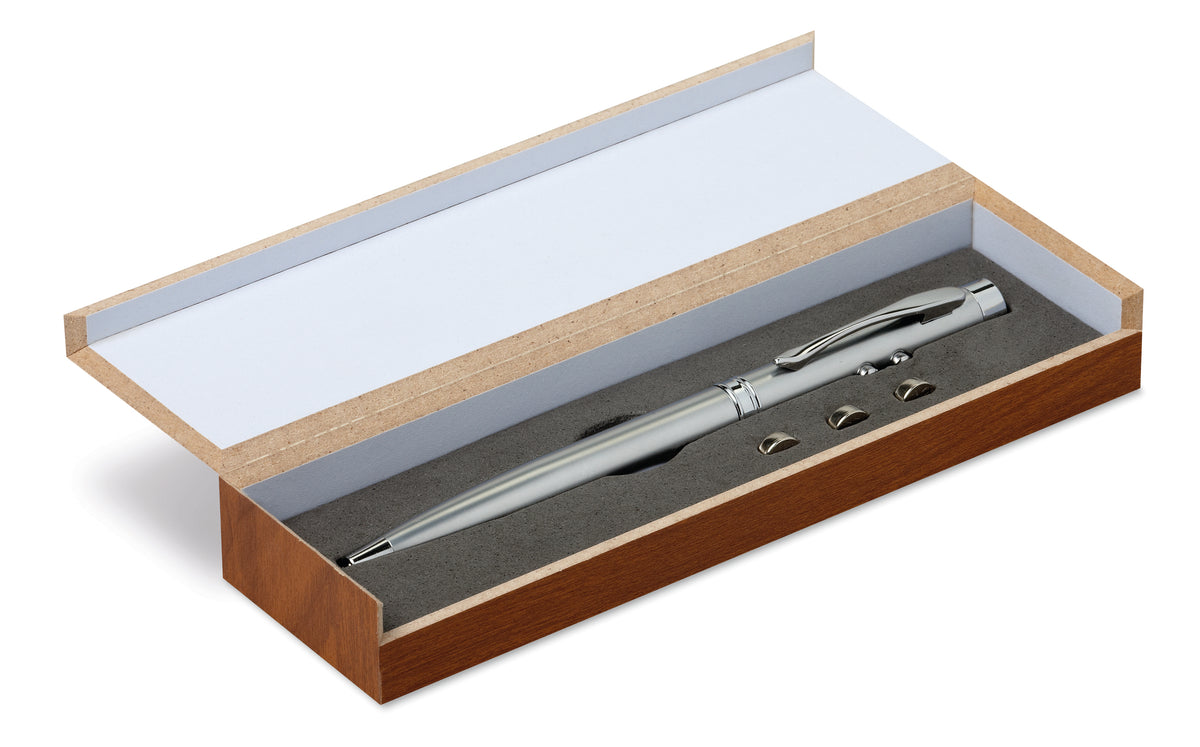 ALASKA – Laser pointer in wooden box – Silver