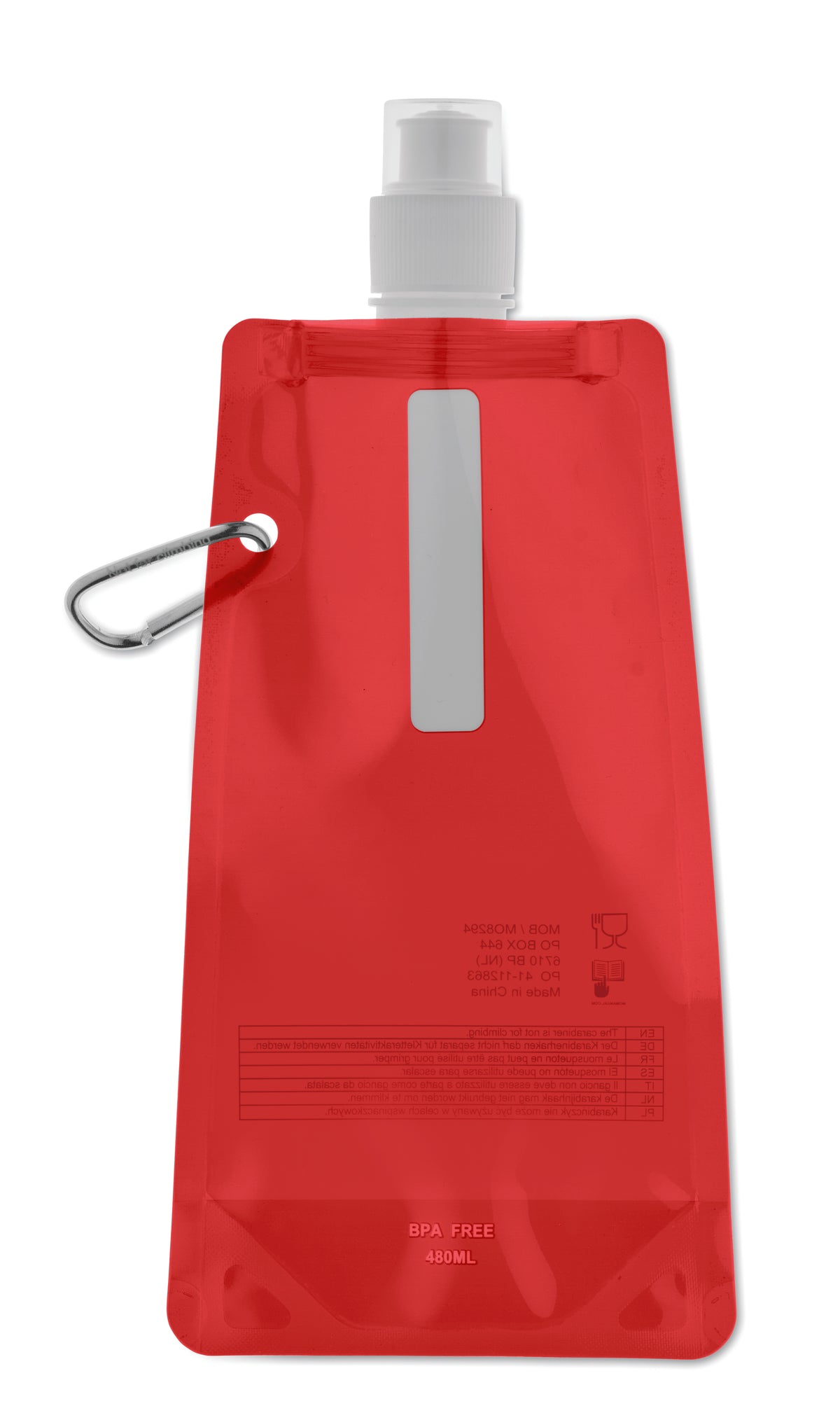 GATES – Foldable water bottle – Transparent Red