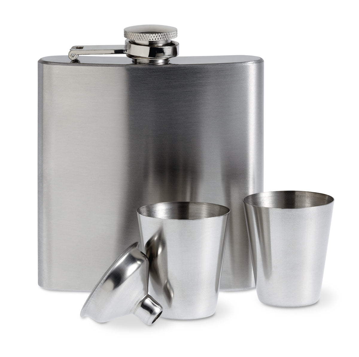 SLIMMY FLASK SET – Slim hip flask w 2 cups set – item picture side