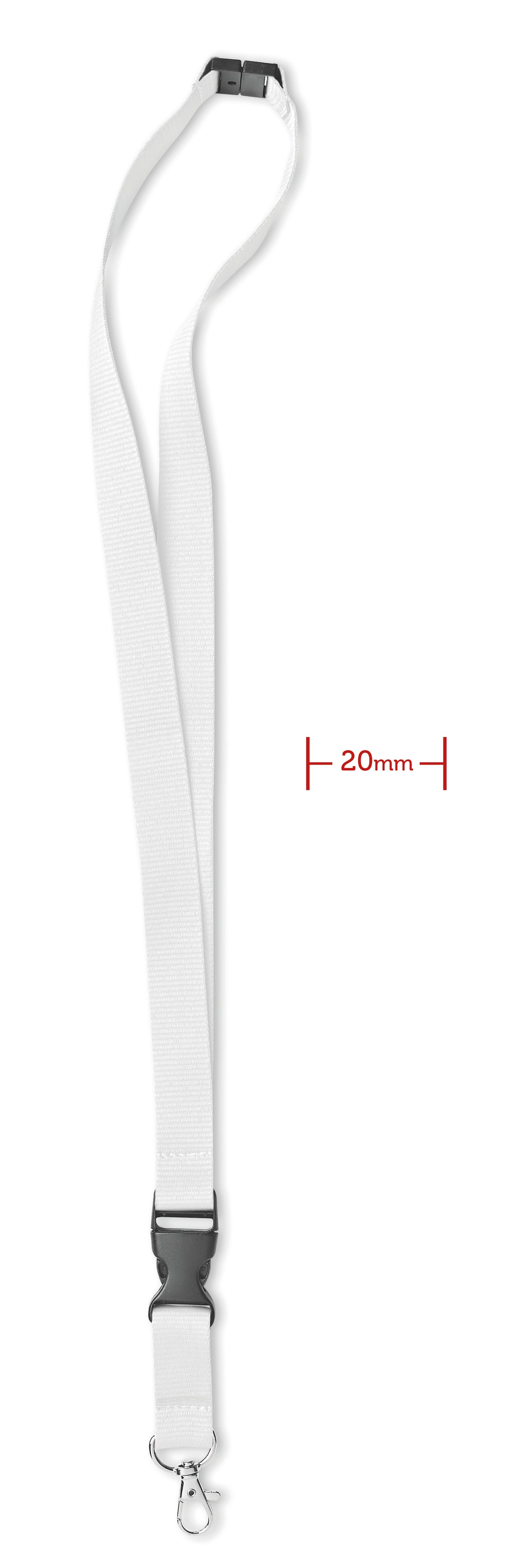 LANY – Lanyard hook and buckle 20 mm – White