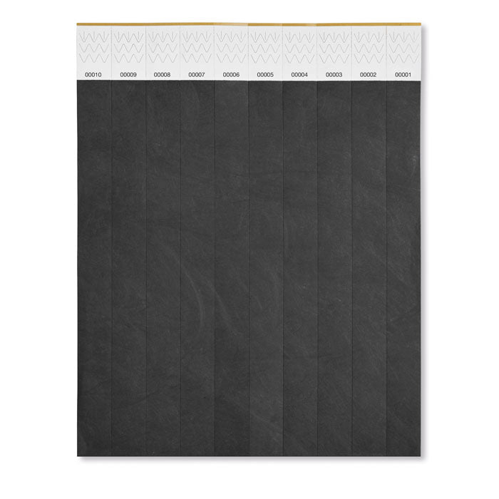 TYVEK – One sheet of 10 wristbands – Black