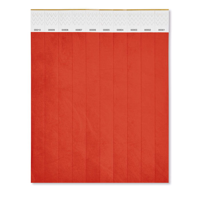 TYVEK – One sheet of 10 wristbands – Red