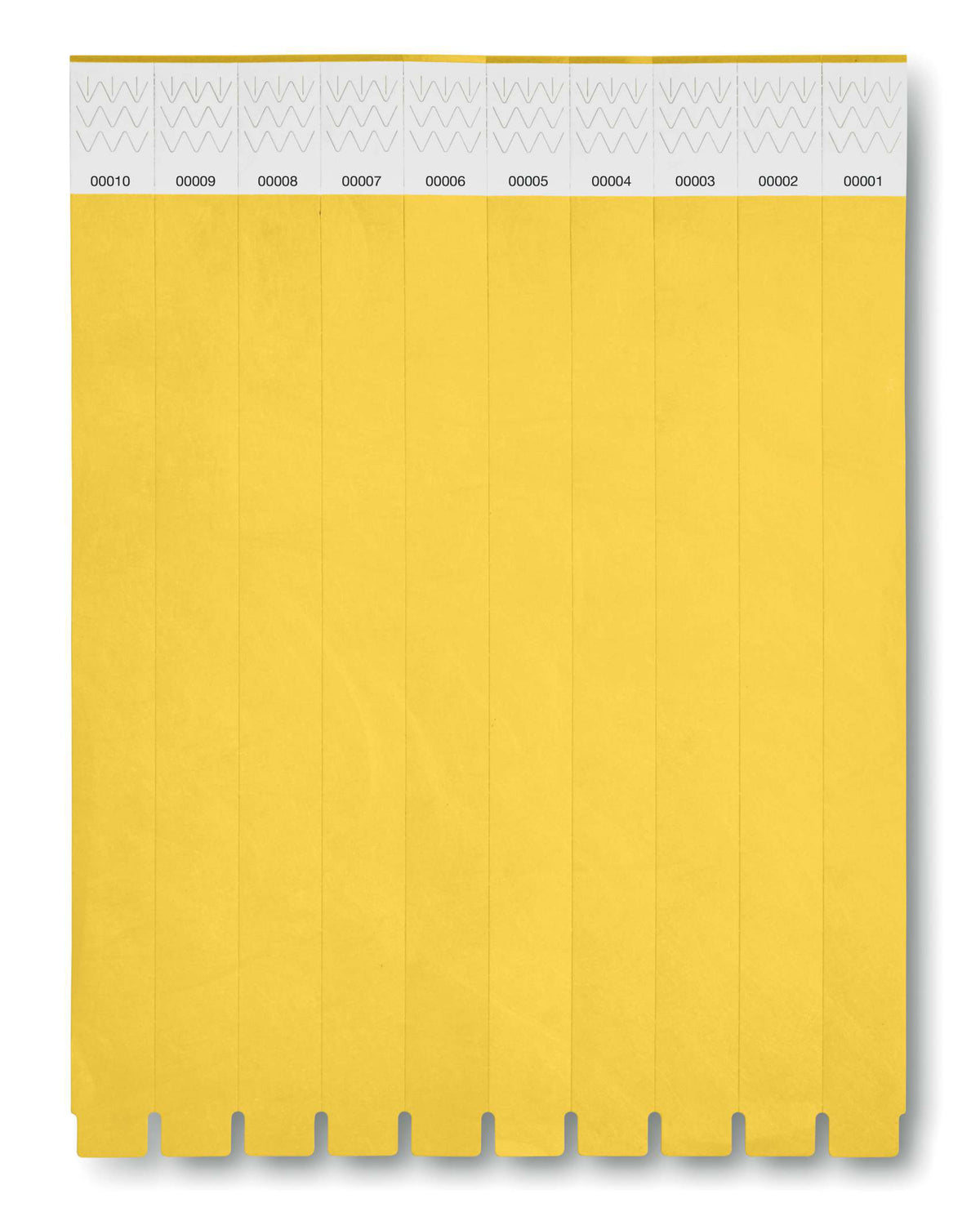 TYVEK – One sheet of 10 wristbands – Yellow