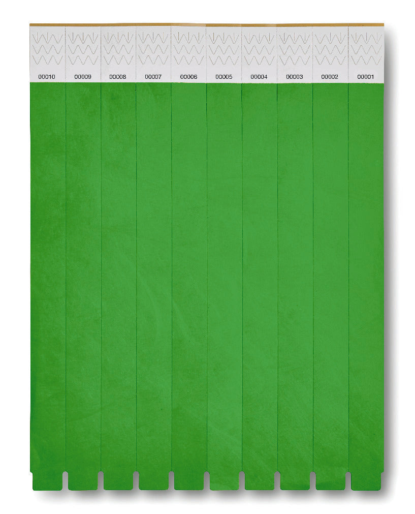 TYVEK – One sheet of 10 wristbands – Green