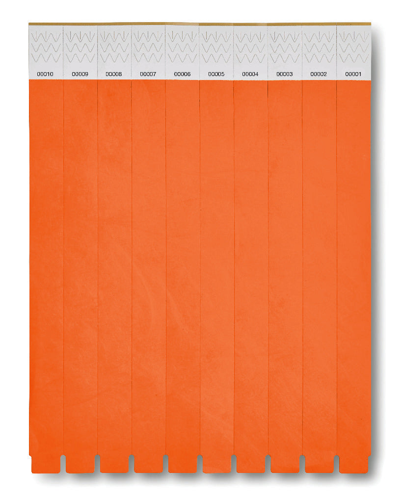 TYVEK – One sheet of 10 wristbands – Orange