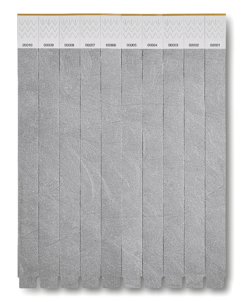TYVEK – One sheet of 10 wristbands – Silver