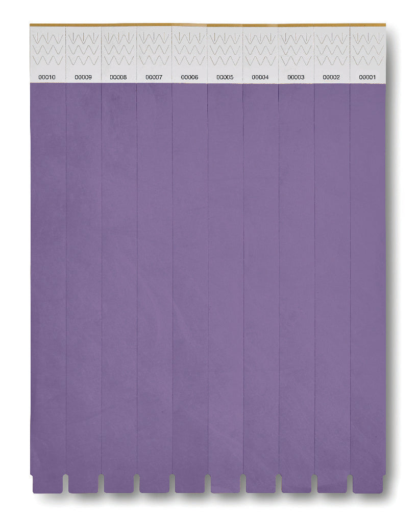 TYVEK – One sheet of 10 wristbands – Violet