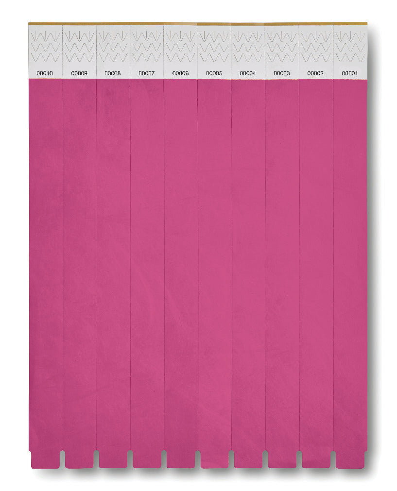 TYVEK – One sheet of 10 wristbands – Fuchsia