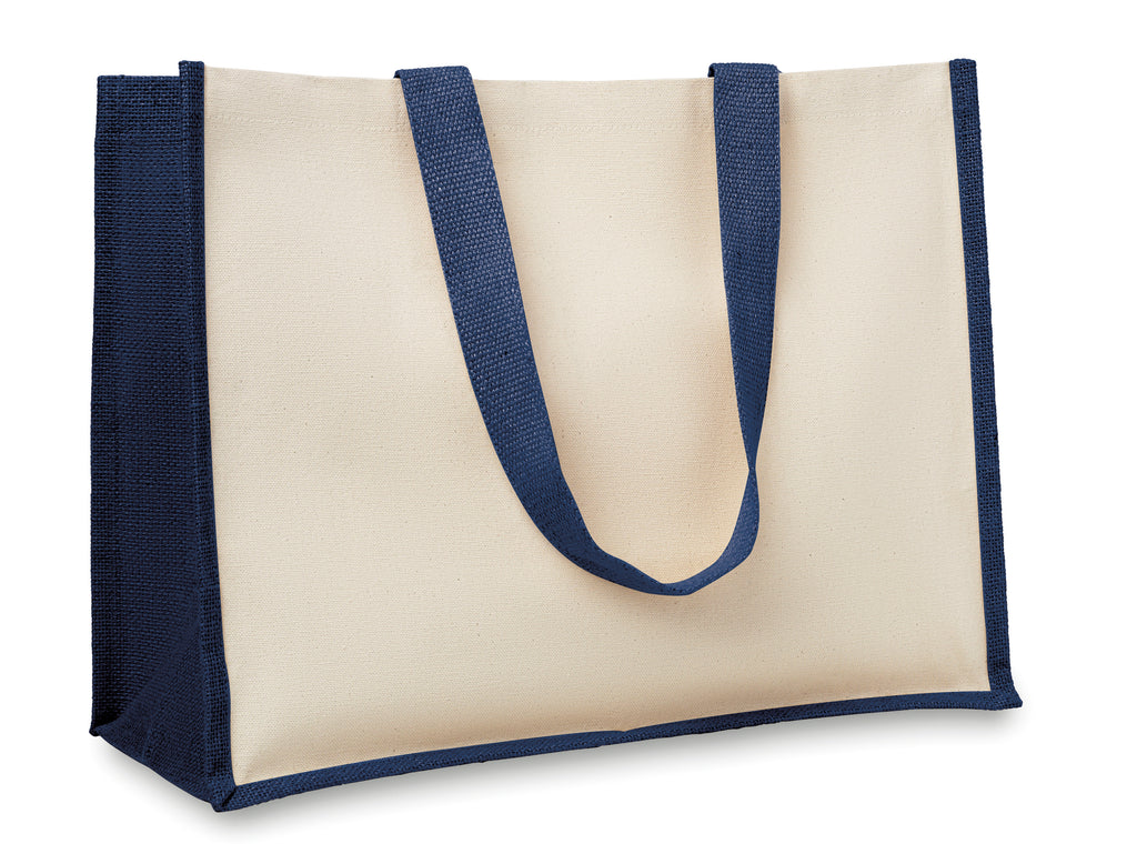 CAMPO DE FIORI – Jute and canvas shopping bag – Blue