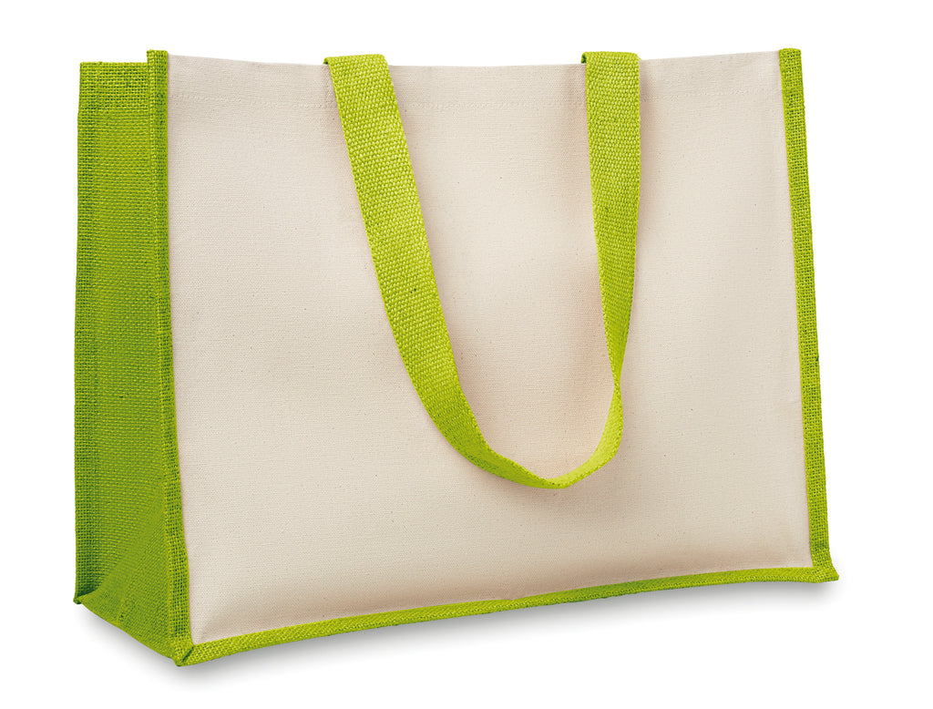 CAMPO DE FIORI – Jute and canvas shopping bag – Lime