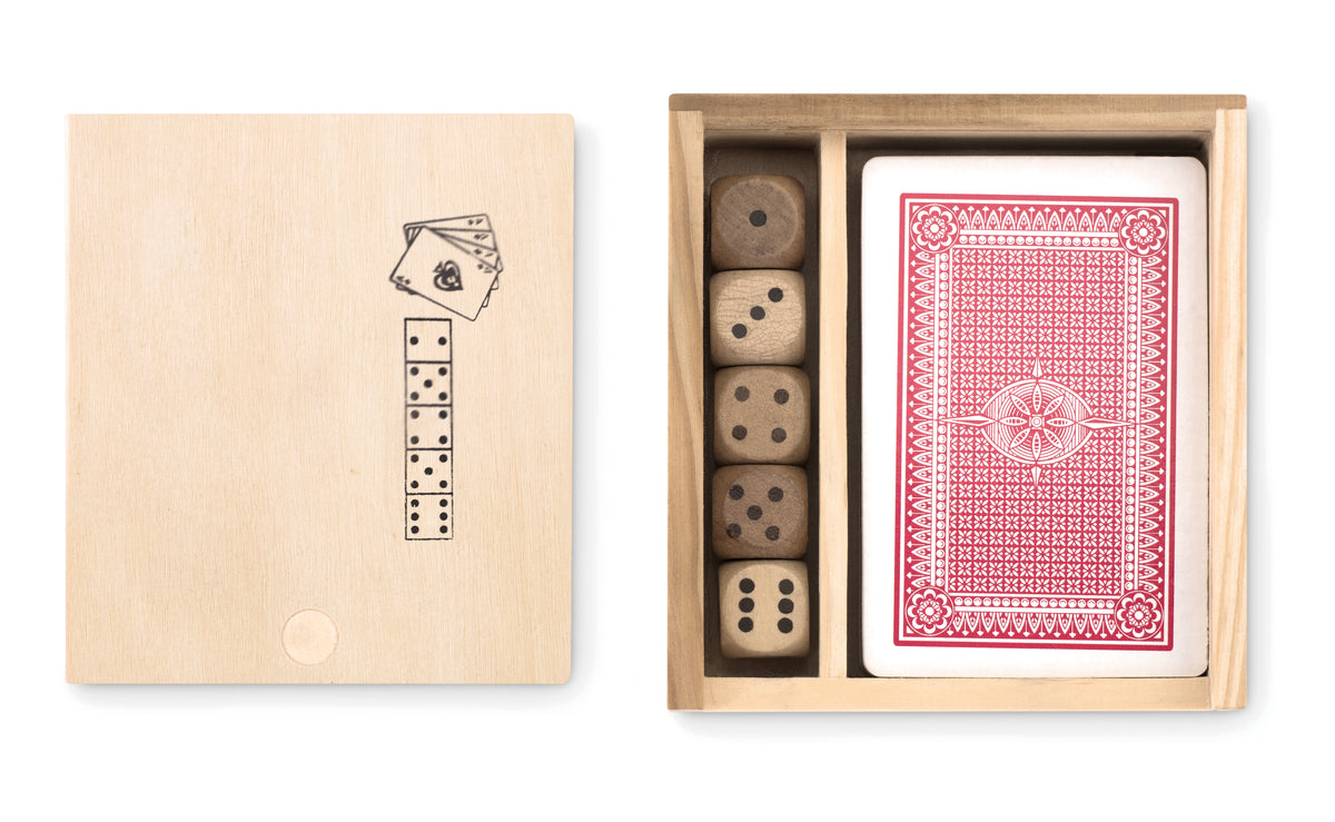 LAS VEGAS – Cards and dices in box – Wood