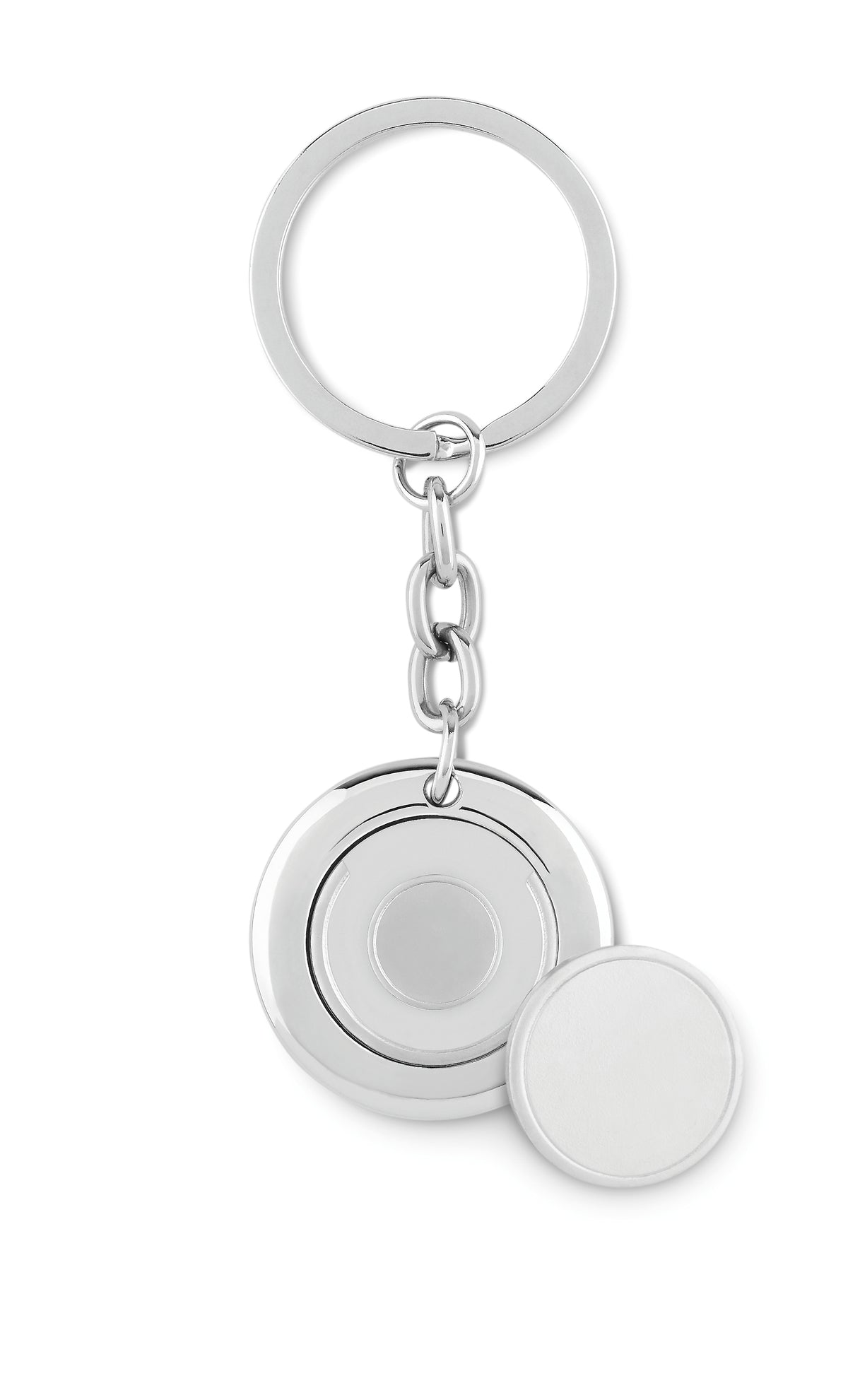 FLAT RING – Key ring with token – Shiny Silver