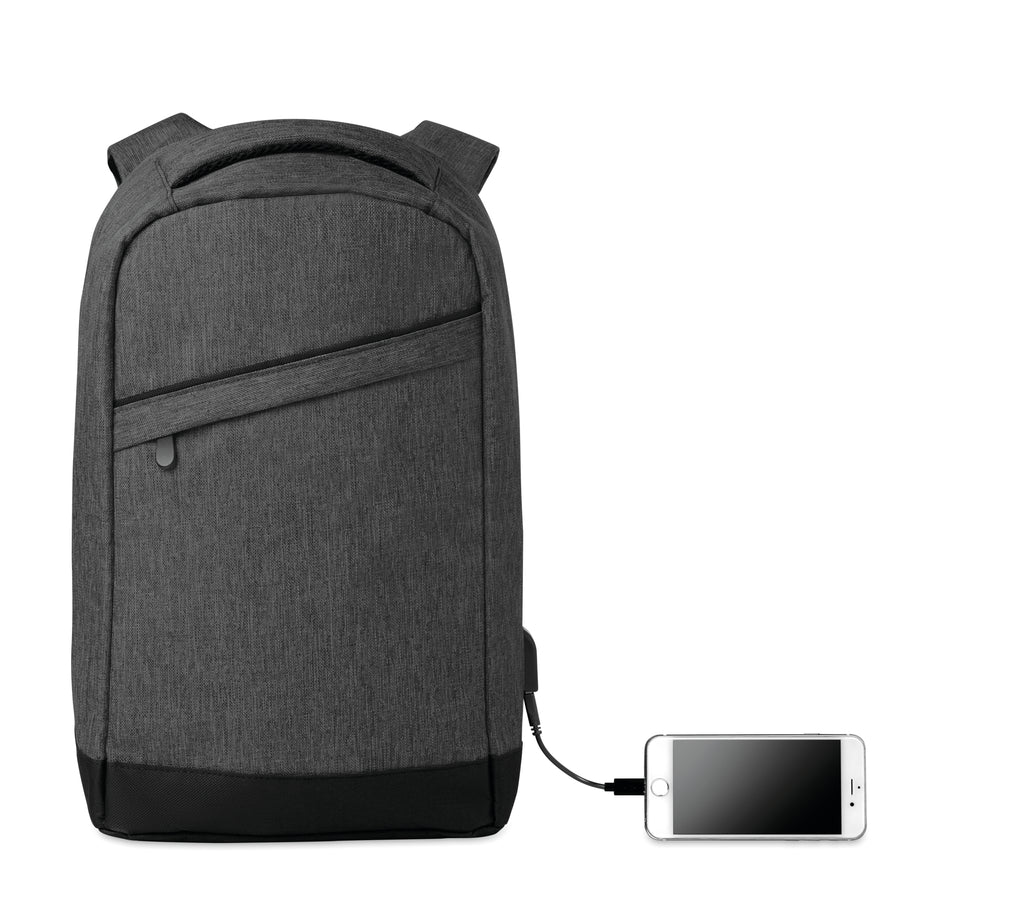 BERLIN – 2 tone backpack incl USB plug – item picture back