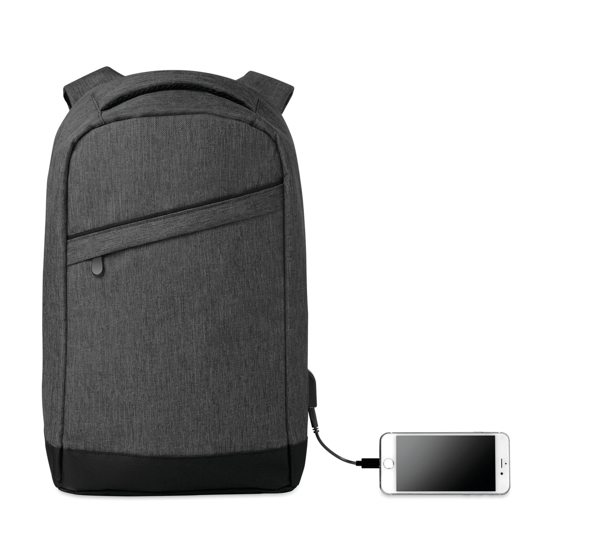 BERLIN – 2 tone backpack incl USB plug – item picture back