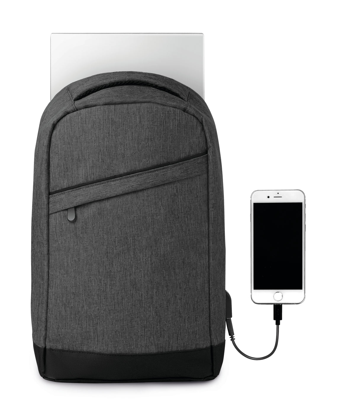 BERLIN – 2 tone backpack incl USB plug – item picture side