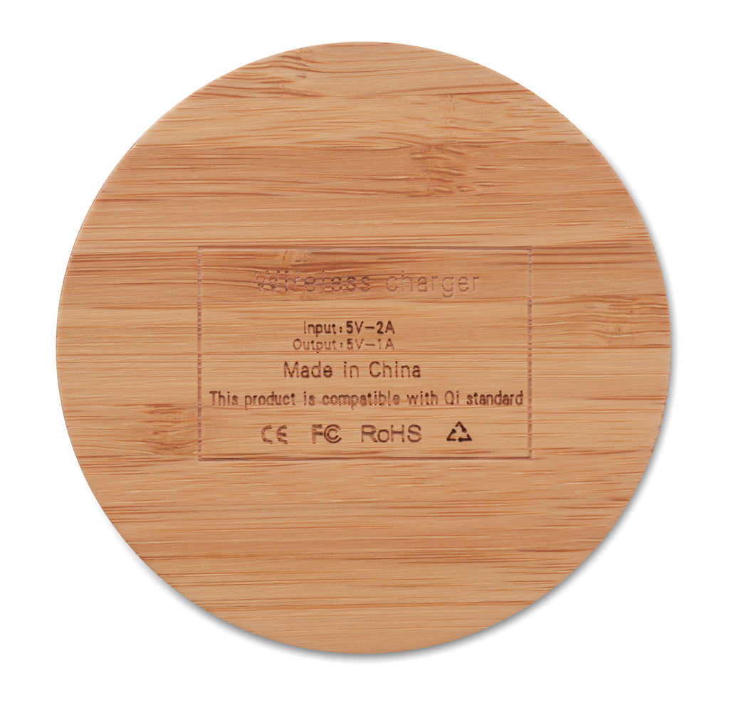 RUNDO – Wireless charger bamboo 5W – item picture back