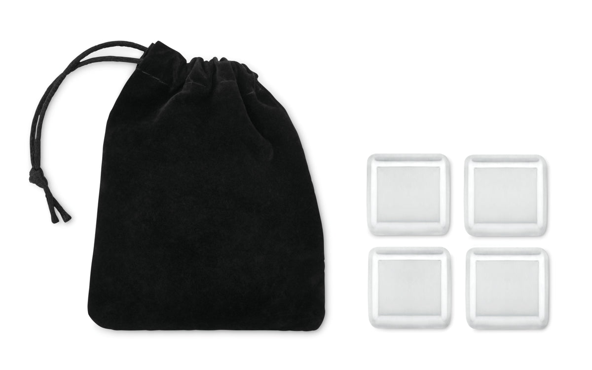 ICY – Set of 4 SS ice cubes in pouch – item picture side