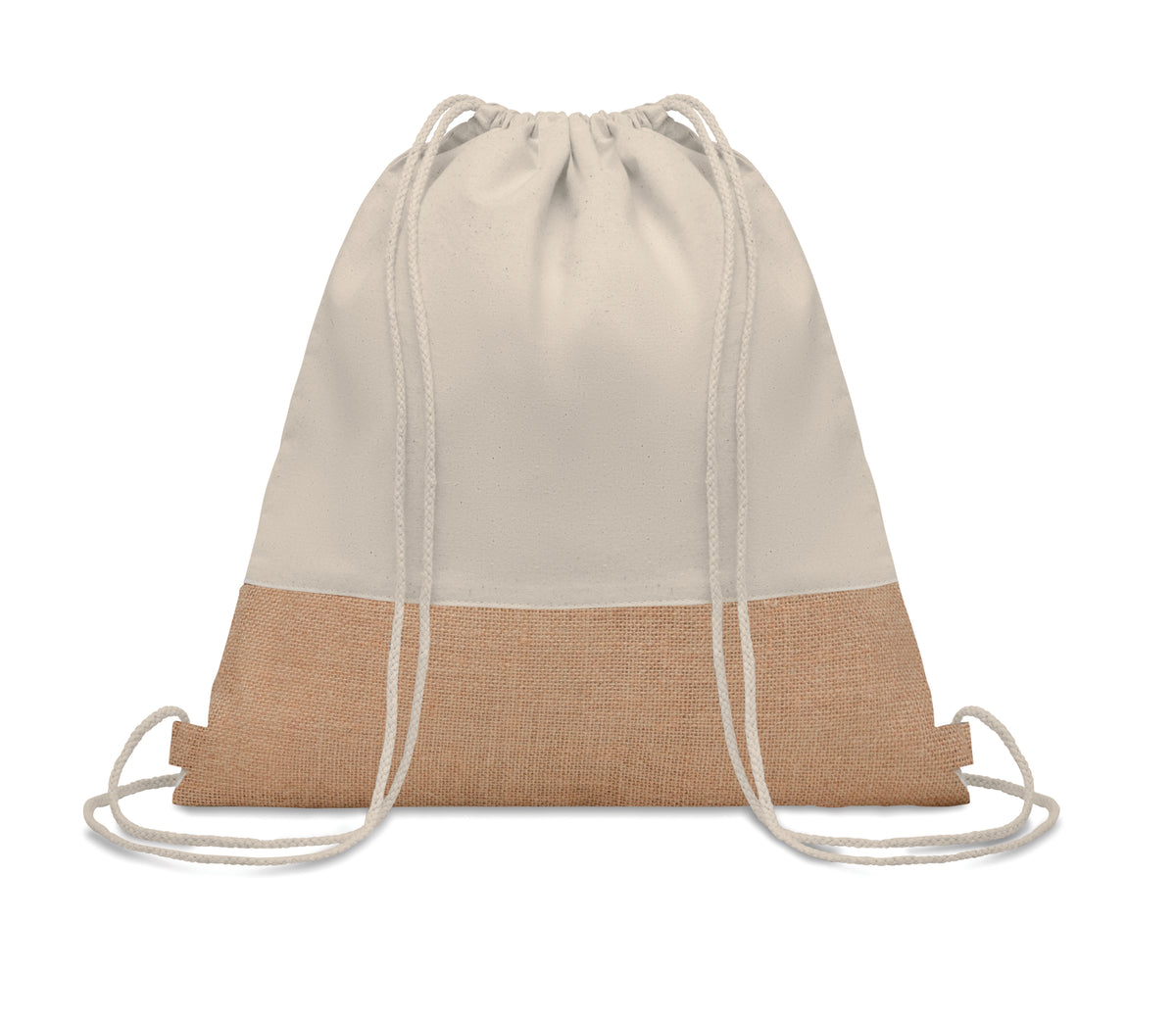 INDIA – Drawstring bag w/ jute details – Beige