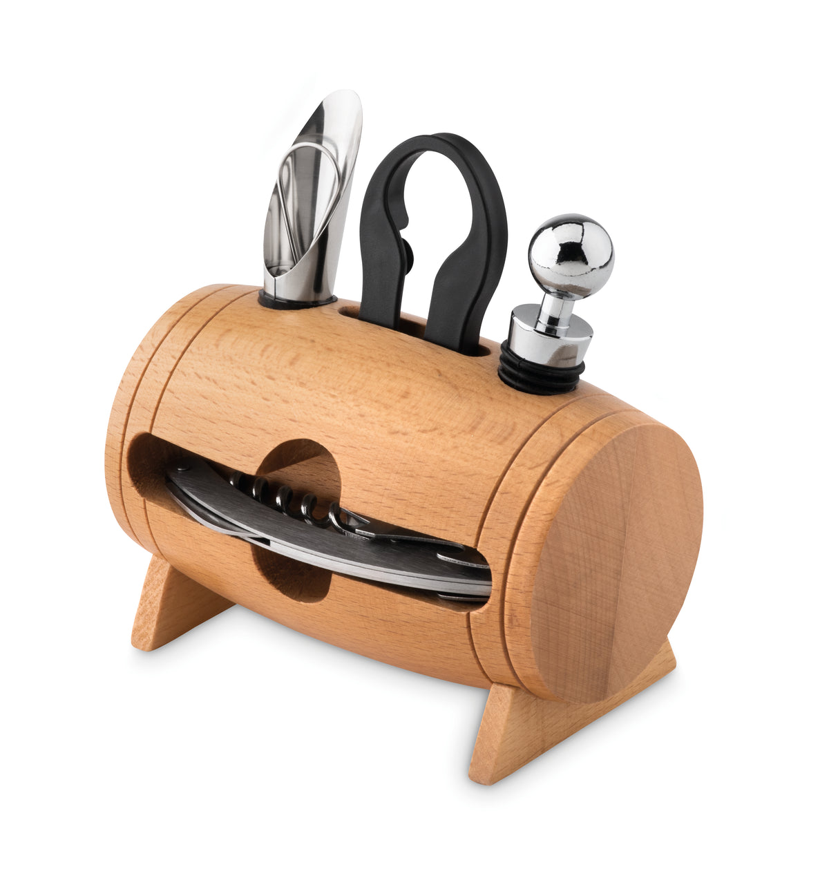 BOTA – 4 pcs wine set in wooden stand – Wood
