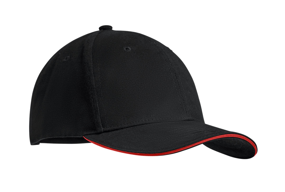 TEKAPO – 6 panel baseball cap 270 gr/m – Black/Red