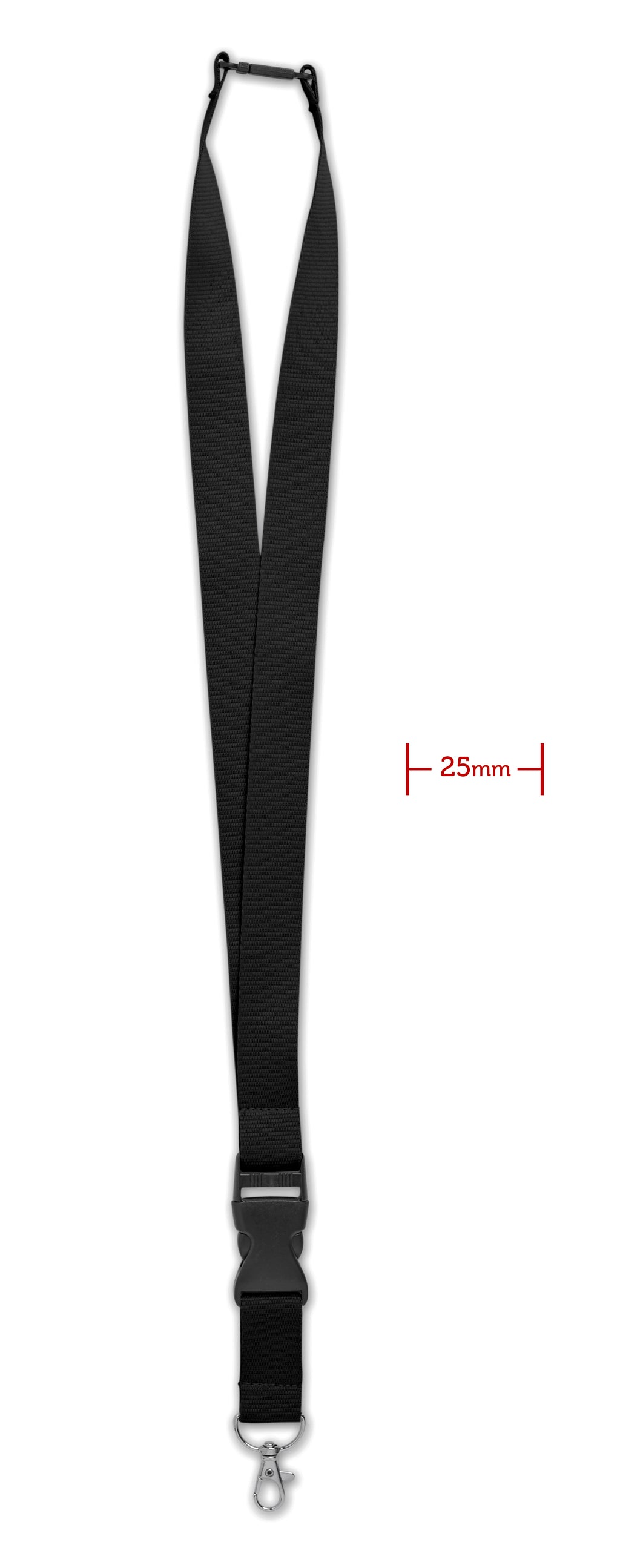 WIDE LANY – Lanyard with metal hook 25mm – Black